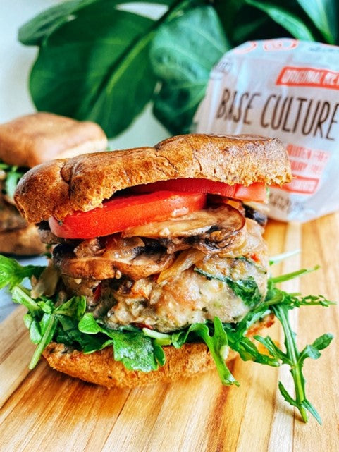 Caramelized Onion + Mushroom Turkey Burgers - BaseCulture