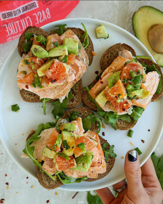 Salmon & Citrus-Basil Avocado Salsa Sandwiches