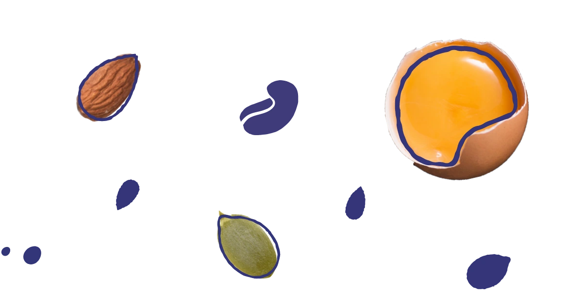 Floating Ingredients (Almonds, Sunflower Seeds, Cracked Egg)